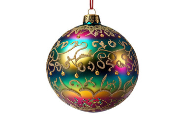Colorful Christmas Ornament Ball, no background, Generative AI