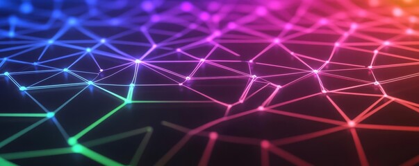 Fototapeta premium Diverse network visualization, neon lines, holographic nodes, futuristic data grid