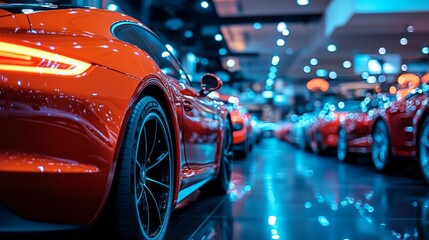 Explore the elegance of luxury cars in a stunning display. Vivid colors attract attention. Experience the thrill of automotive excellence. Generative AI