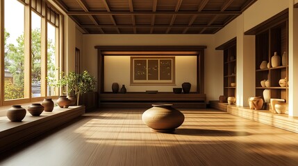 Serene Interior of Traditional Japanese Room