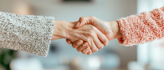 Two individuals shaking hands to signify partnership and agreement in a professional setting.