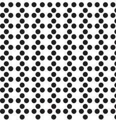 Seamless black polka dot pattern on white. Vector illustration.