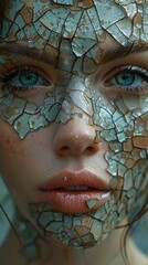 Surreal Portrait of a Woman with Cracked Skin: A Digital Art Masterpiece