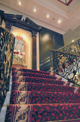 Opulent Art Deco decor interior architecture inside lobby, atrium or foyer on modern ocean liner...