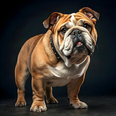Obraz premium The Bulldog is a calm, sturdy dog known for its distinctive wrinkled face.