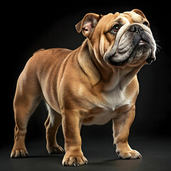 Obraz premium The Bulldog is a calm, sturdy dog known for its distinctive wrinkled face.