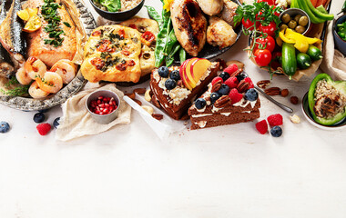 Variety Healthy Food On Table
