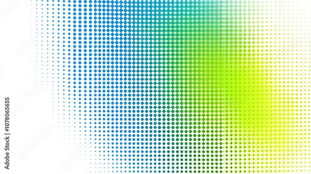 Poster vibrant dotted halftone pattern background in shades of blue and yellow. a dynamic and colorful abst