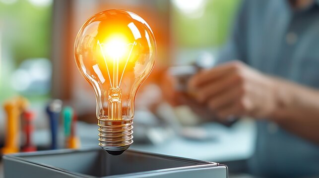 The Lightbulb Moment above a toolbox showcases a symbolic representation of innovation and problem solving in technology and engineering