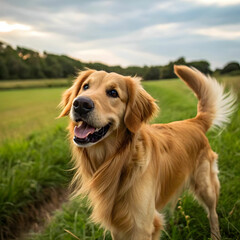 Obraz premium The Golden Retriever is a friendly, intelligent, and versatile dog breed, known for its loyalty.