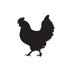 chicken black logo Vector black silhouette of a chicken on a white background.