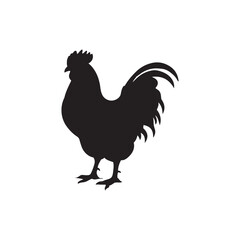 chicken black logo Vector black silhouette of a chicken on a white background.