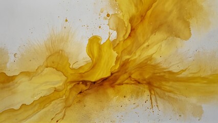 Golden yellow Paint brush stroke on paper