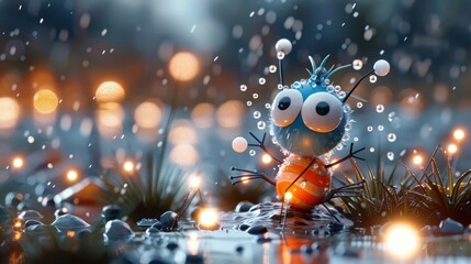 A cartoon siren character with a blaring siren head and flashing lights.