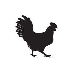 chicken black logo Vector black silhouette of a chicken on a white background.
