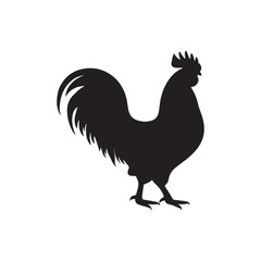 chicken black logo Vector black silhouette of a chicken on a white background.