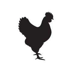 chicken black logo Vector black silhouette of a chicken on a white background.