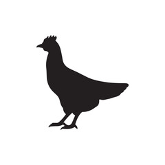 chicken black logo Vector black silhouette of a chicken on a white background.