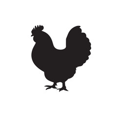 chicken black logo Vector black silhouette of a chicken on a white background.