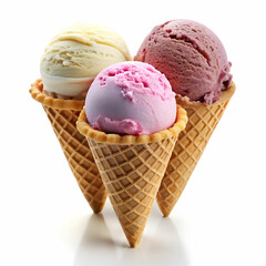 A delicious ice cream cone displayed against a white background.
