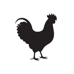 chicken black logo Vector black silhouette of a chicken on a white background.
