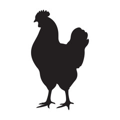 chicken black logo Vector black silhouette of a chicken on a white background.