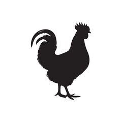 chicken black logo Vector black silhouette of a chicken on a white background.