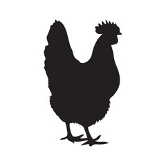 chicken black logo Vector black silhouette of a chicken on a white background.