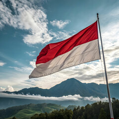The Indonesian flag consists of two horizontal stripes: red on top and white on the bottom.