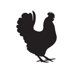 chicken black logo Vector black silhouette of a chicken on a white background.