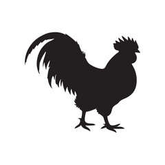 chicken black logo Vector black silhouette of a chicken on a white background.