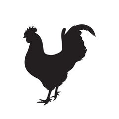 chicken black logo Vector black silhouette of a chicken on a white background.
