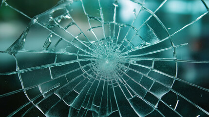 Close up abstract broken glass textures background. Crime gun shot.