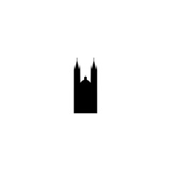 Cathedral vector icon. Isolated small and minimalistic european church pictogram, logo, black and white contour