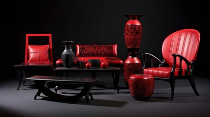 Fototapeta premium Red and Black Interior Design