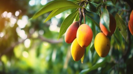 Ripe Mangoes on a Branch