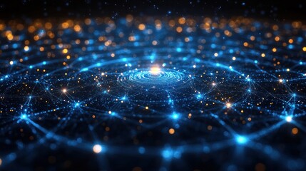 Obraz premium Abstract representation of a cosmic network with glowing nodes.