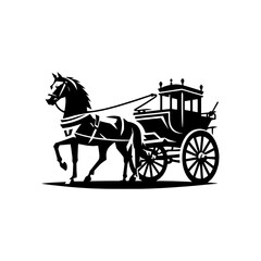 Simple Vector Icon of a spanish horse-drawn cart – Logo Design Illustration
