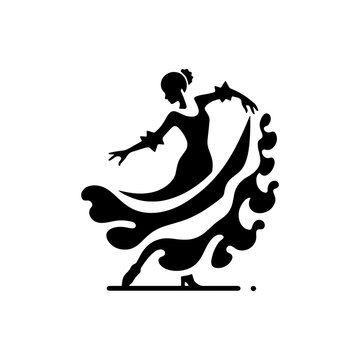 Simple Vector Icon of a Flamenco dance &ndash; Logo Design Illustration
