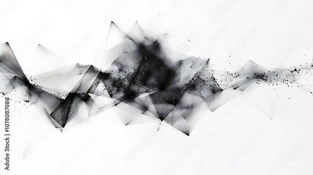 Poster ideation unfolding a dynamic geometric network in minimalist digital art