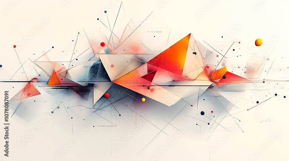 Aufkleber ideation unfolding a dynamic network of geometric shapes in minimalist digital art