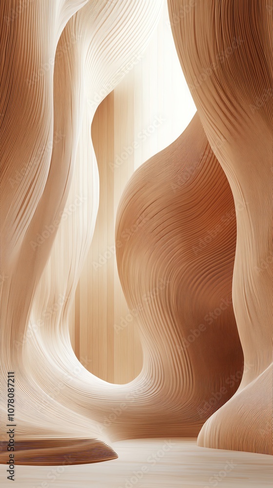 Poster Abstract canyon-like structure with light streaming in from the top.