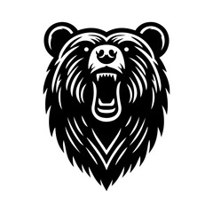 Obraz premium Simple Vector Icon of a bear grizlly roaring head – Logo Design Illustration