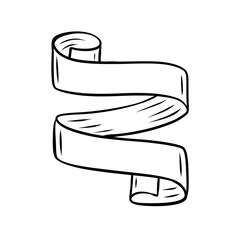 Hand Drawn Ribbon Banner. Sketch of a scroll.