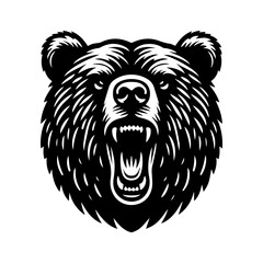 Simple Vector Icon of a bear grizlly roaring head &ndash; Logo Design Illustration