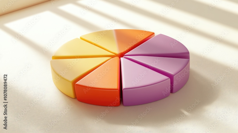 Aufkleber colorful pie chart on a soft surface with shadow play, symbolizing data representation, analysis, an