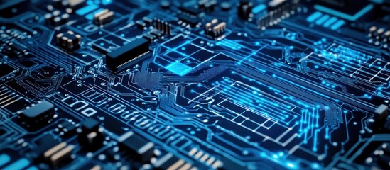 Close-up of a circuit board showcasing intricate electronic components and connections.