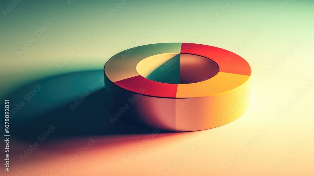 Poster vibrant circular chart with colorful segments on a soft gradient background representing business an