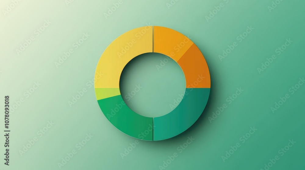 Poster colorful circular chart on a soft green background representing data visualization and analysis with