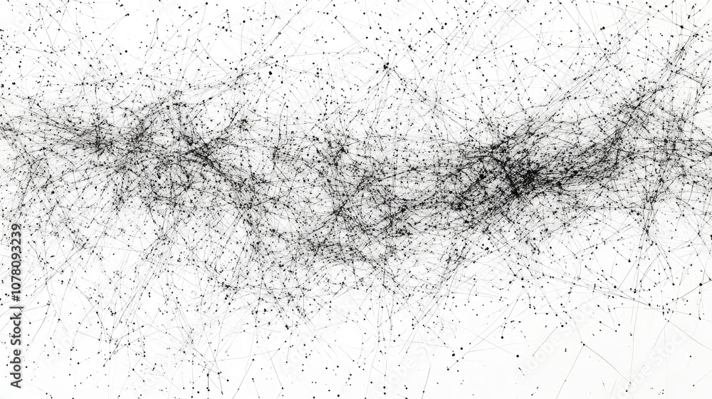 Poster abstract monochrome network illustration showcasing intricate lines and dots representing connection